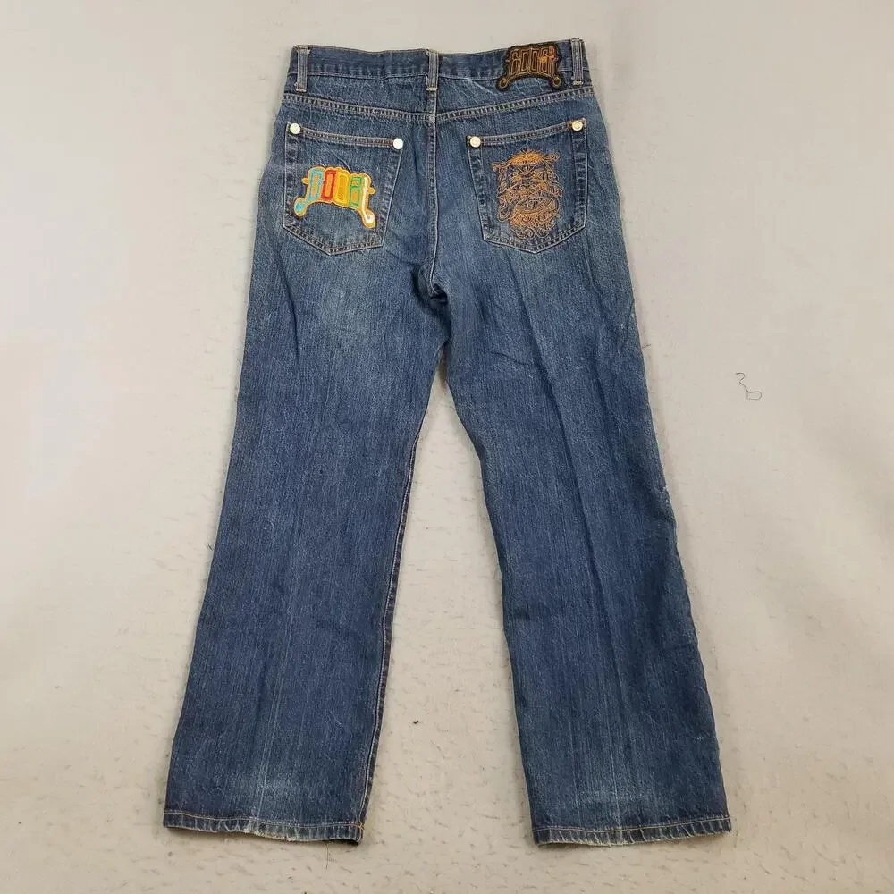 Coogi Jeans Mens 36x34 Blue Denim Embroidered Dragon Back Pocket Baggy Hip‎ Hop